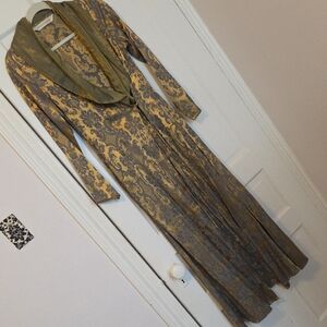 Victoria's Secret Vintage Gold Label Gold and Blue Jaquard Floor Length Robe XS